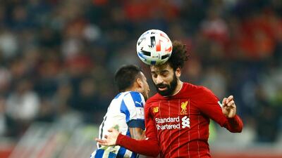 Mohamed Salah heads the ball past Monterrey's Leonel Vangioni. AP
