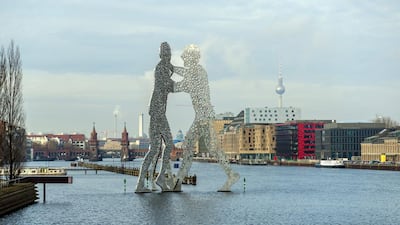 The Molecule Man sculpture on the River Spree in Kreuzberg. The river separates Kreuzberg from neighbouring Friedrichshain. Getty Images