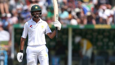 Shan Masood of Pakistan after reaching his fifty during Day 3 of the second Test against South Africa in Cape Town on January 5, 2019. Getty