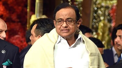 Indian politician P. Chidambaram attends the wedding. AFP