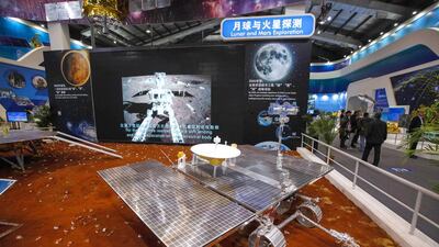A full-scale model of Yutu, or "Jade Rabbit" lunar rover which was sent on to the moon last year, is seen on display at the 10th China International Aviation and Aerospace Exhibition in Zhuhai, Guangdong province. Alex Lee / Reuters