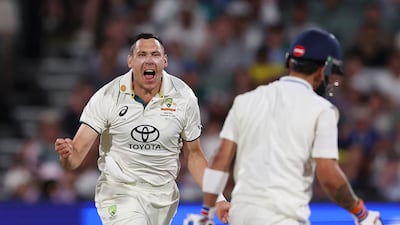 Australia's Scott Boland of Australia celebrates after dismissing Virat Kohli of India for 11. Getty Images