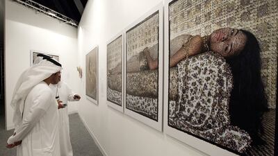 The organisers of Abu Dhabi Art reimbursed the galleries in the pavilion after heavy rains and winds forced it to close temporarily. Mona Al-Marzooqi / The National