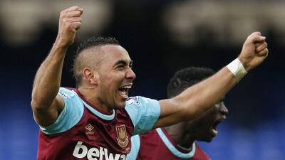West Ham United's Dimitri Payet and Cheikhou Kouyate celebrate their win over Everton on Saturday in the Premier League. Phil Noble / Reuters / March 5, 2016