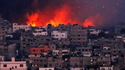 Smoke rising from Al Shejaeiya neighbourhood during a military operation in the east Gaza City. Tens of thousand of Palestinians living in the area which is in proximity left their houses in the past days to seek shelter from an Israeli ground invasion. Mohammed Saber / EPA