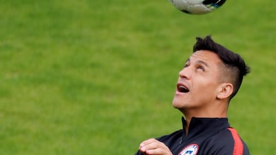 Chile forward Alexis Sanchez attends a training session in Sao Paulo, Brazil, ahead of Saturday's third-place match against Argentina at the Copa America. EPA