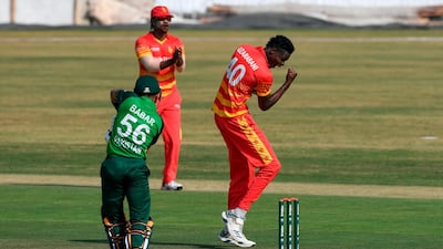Zimbabwe's Blessing Muzarabani dismissed Pakistan's captain Babar Azam. AFP