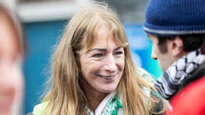 Dublin Central candidate Clare Daly during a pro-Palestinian march in the city. PA