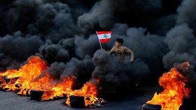 A protest against Lebanon's ruling elite in Jal El Dib, north of Beirut, in January 2020. Three years, little has improved. AP Photo