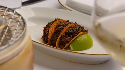 The Wagyu beef tacos is a must-order starter. Photo: Mandarin Oriental Downtown Dubai