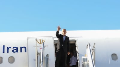 Iranian President Masoud Pezeshkian during a farewell ceremony before his departure to New York. EPA