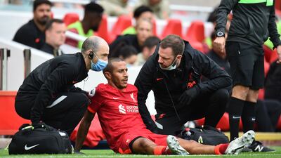 Liverpool's Thiago Alcantara picked up an injury against Crystal Palace. Reuters