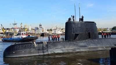 The Argentine navy submarine ARA San Juan leaves Buenos Aires on June 2, 2014. Argentine Navy via Reuters
