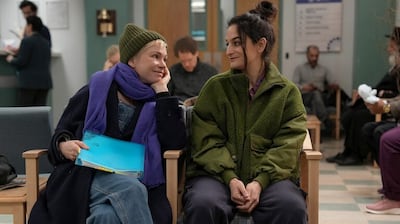 Michelle Williams and Jenny Slate in Dying for Sex. Photo: Disney