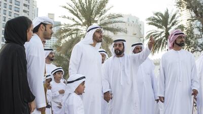 Sheikh Mohammed bin Zayed and Sheikh Tahnoon bin Mohammed, tour Qasr Al Hosn Fort. Seen with Sheikh Ammar and Sheikh Tahnoon bin Mohamed bin Tahnoon. Ryan Carter / Crown Prince Court - Abu Dhabi
