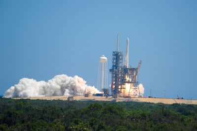 A SpaceX Falcon 9 rocket launches from Kennedy Space Centre carrying Alia Al Mansoori's Genes in Space experiment to the International Space Station on August 14, 2017. Scott A. Miller for The National