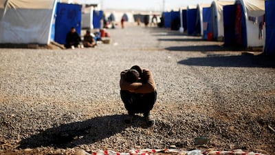 A displaced Iraqi man, who fled the Islamic State stronghold of Mosul, rests at Khazer camp, Iraq. Mohammed Salem / Reuters
