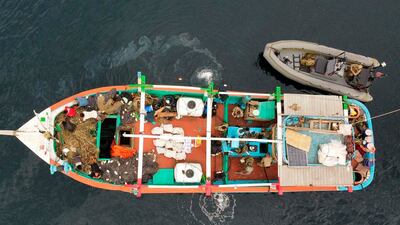 US Navy vessels intercepted the shipment of heroin in the Arabian Sea. AP