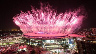 Fireworks explode over the Maracana Stadium during the opening ceremony of the Rio 2016 Olympic Games in Rio de Janeiro, Brazil. Rio 2016 will be the first Olympic Games in South America. Chris McGrath / Getty Images