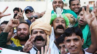 Crowd during the match between Karachi Kings and Peshawar Zalmi in the Pakistan Super League T20 match at Sharjah Cricket Stadium in Sharjah. Pawan Singh / The National