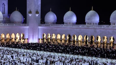 Worshippers gather at the Sheikh Zayed Grand Mosque in Abu Dhabi to observe Laylat Al Qadr. All photos: Victor Besa / The National
