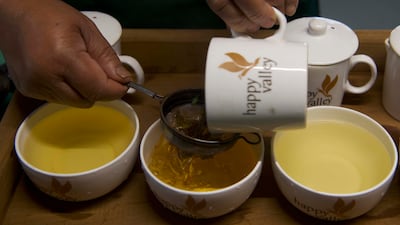 A tea-tasting activity at Happy Valley Tea Estate. Darjeeling tea is renowned for its pleasant aroma and delicate flavour