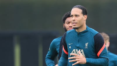 Virgil van Dijk at Liverpool's training session. AFP