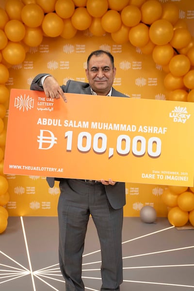 Dh100,000 Lucky Day Draw winner Abdul Salam. Photo: The UAE Lottery