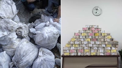 Iraqi authorities say 14 billion dinars in cash was recovered from a drainage pit. Photo: Supreme Judicial Council
