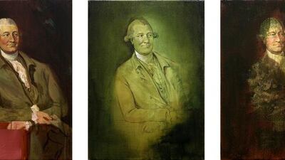 The images that make up The Letting Go, which show the change from a portrait to an abstract work. Courtesy Green Art Gallery