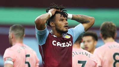 Aston Villa's Tyrone Mings reacts to the penalty decision. Reuters