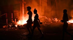 A severe blaze is started by demonstrators during a protest against persisting power cuts in Havana, Cuba. AFP