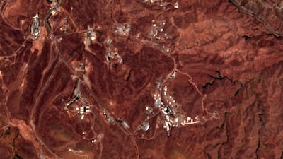 A photo of the blast site from June 21, 2020, several days before the explosion, taken by the European Commission's Sentinel-2 satellite. European Commission via AP