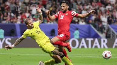 Mousa Al Tamari, right, is one of the leading lights of the Jordan national team. Getty Images