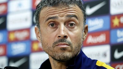 Barcelona coach Luis Enrique holds a news conference after the team's training session at Joan Gamper sports city in Barcelona, Spain, 24 October 2015. Barcelona will face Eibar in a Primera Liga match on 25 October 2015. EPA/ANDREU DALMAU