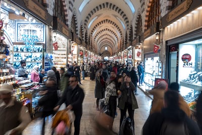 People shop at the Misir Bazaar in Istanbul, Turkey. EPA