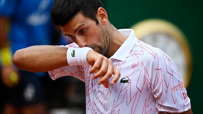 Novak Djokovic during the match. Getty