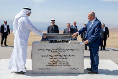 Sheikh Khaled bin Mohamed with King Abdullah II in Aqaba. Photo: Abu Dhabi Media Office