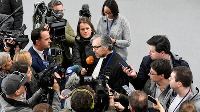 Peter Langstraat, lawyer representing victims' families, talks to the media after a Dutch court opened the criminal trial against four suspects in the July 2014 downing of Malaysia Airlines flight MH17, in Badhoevedorp, Netherlands on March 9, 2020. Reuters