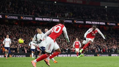 Eberechi Eze scores Arsenal's fourth goal to complete his hat-trick. Reuters