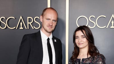 Edward Watts and Waad Al-Kateab arrive for the 92nd Oscars Nominees Luncheon in Hollywood, California, on January 27, 2020. EPA