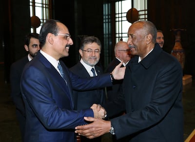 Sudan's military leader Gen Abdel Fattah Al Burhan meets Turkey's intelligence chief Ibrahim Kalin in Ankara. AFP