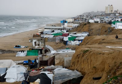 Tents pitched near Gaza's coastline have been damaged and flooded by rain. Reuters