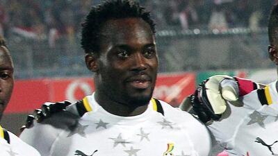 Michael Essien shown in a Ghana team photo during 2014 World Cup qualifying in November 2013. Khaled El Fiqi / EPA / November 19, 2013