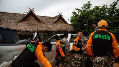 National Park Rescue climbers at their base camp in Chiang Rai, Thailand. Lauren DeCicca / Getty