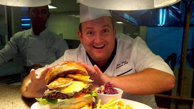 Holiday Inn Abu Dhabi executive chef Carl Moore with the giant 2.5kg burger