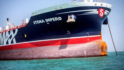 Stena Impero, a British-flagged vessel owned by Stena Bulk, is seen at undisclosed place off the coast of Bandar Abbas, Iran August 22, 2019. Reuters