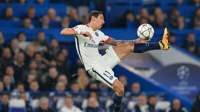 Angel Di Maria controls the ball. Glyn Kirk / AFP