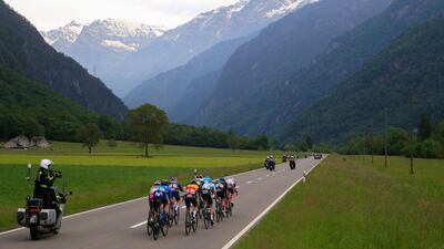 Breakaway riders near Lostallo, Switzerland, during Stage 20 of the Giro d'Italia on Saturday, May 29. AFP