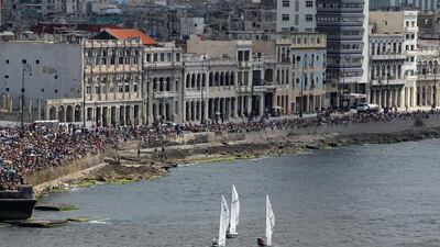 The event was held from a platform 27 metres above sea level on a ridge of the Castillo de los Tres Reyes del Morro. Alejandro Ernesto/EPA